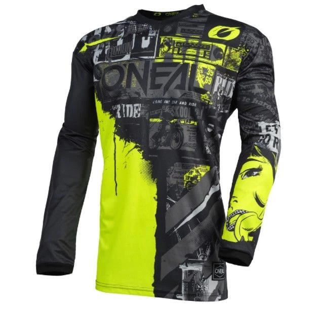 Hot Sale ⌛ Oneal 2022 Youth Element Ride Black Neon Yellow Jersey ❤️