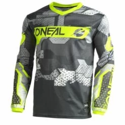 Deals 🧨 Oneal 2022 Youth Element Camo V.22 Grey Neon Yellow Jersey - Unisex - Large - Youth - Grey/Yellow 🔥
